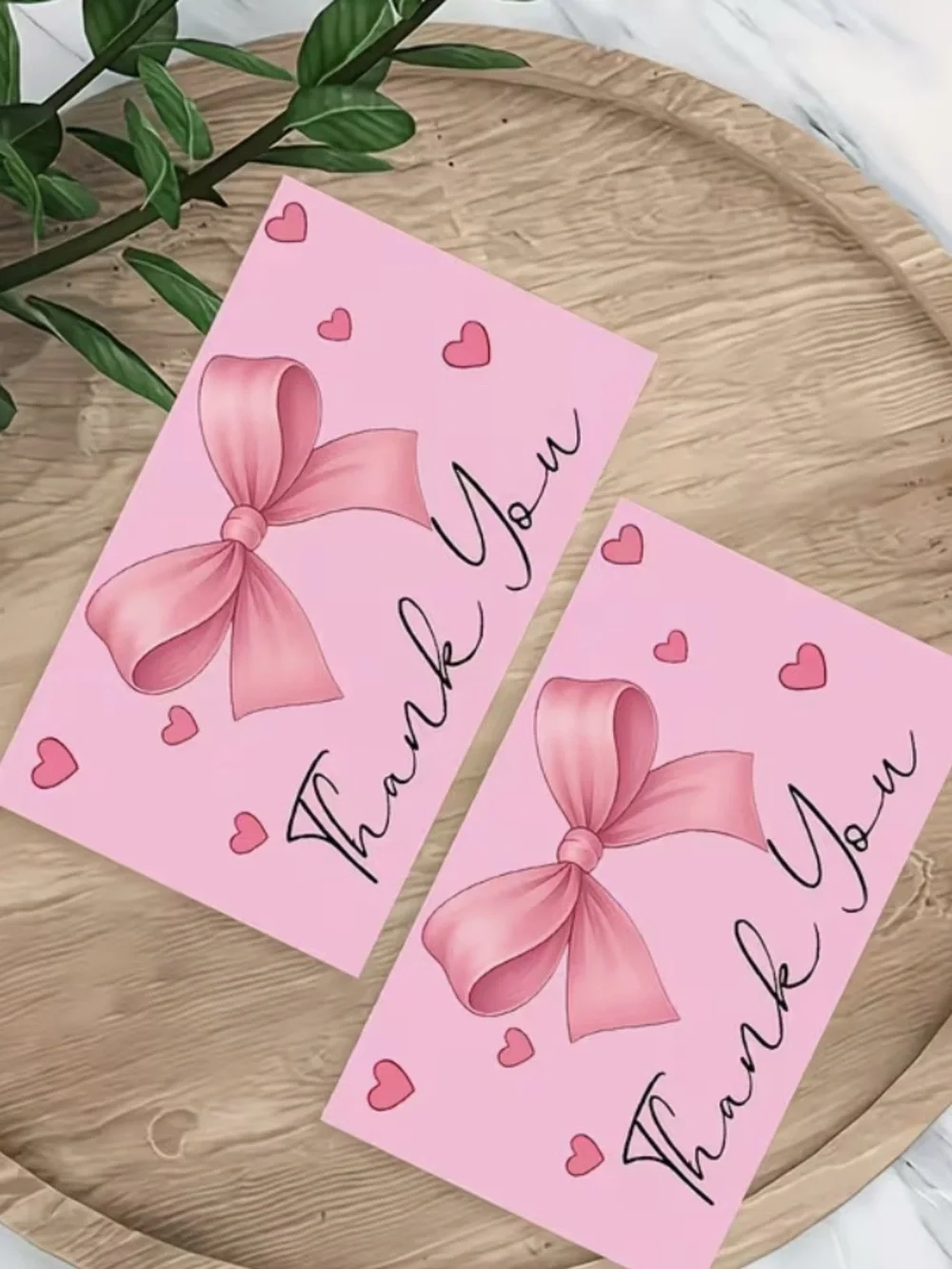 Pink Thank You Cards with Bow Accent - ( )